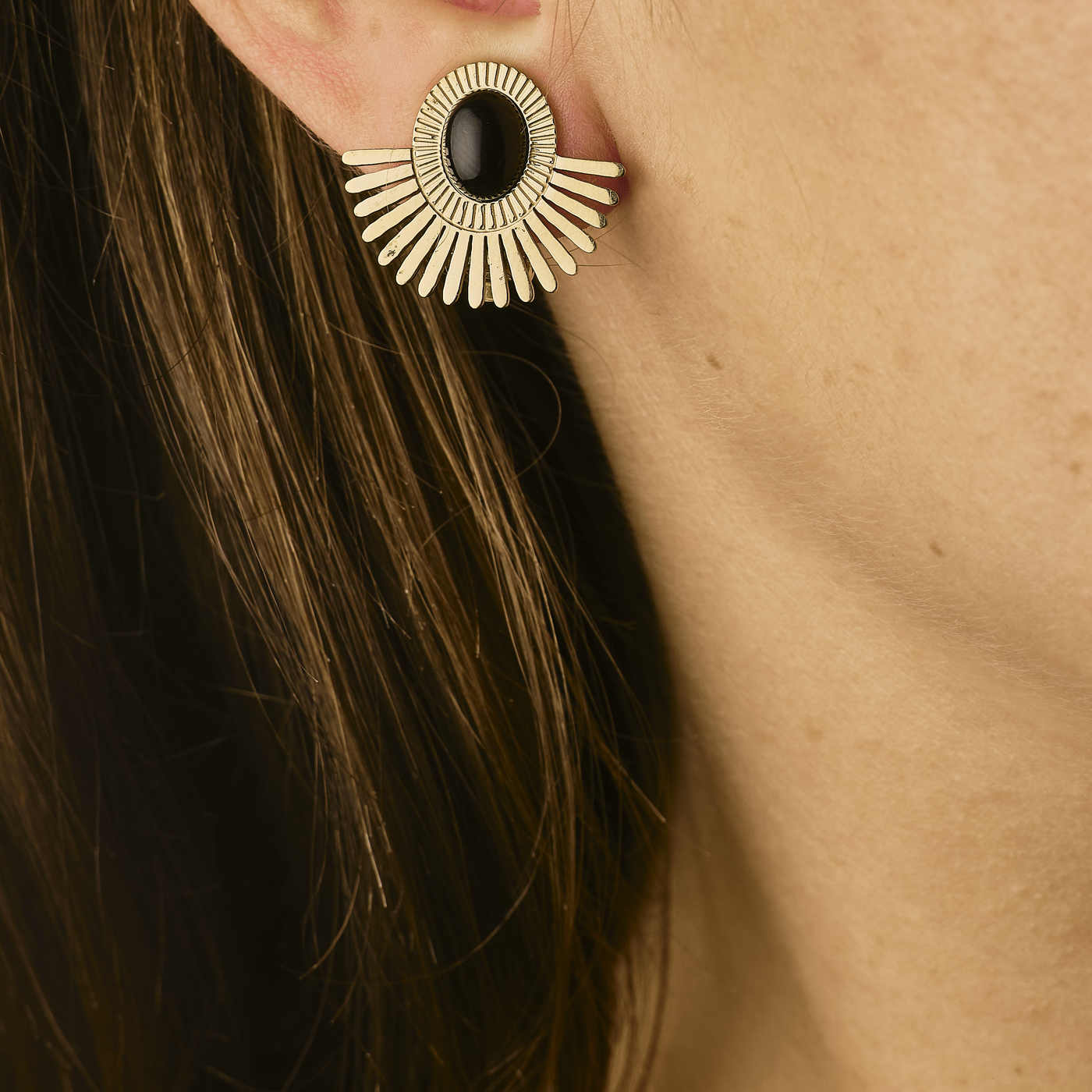 Boucles d'oreilles à clip Bianca - Noir